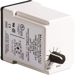 Macromatic - 11 Pin, 10 min Delay, Multiple Range DPDT Time Delay Relay - 10 Contact Amp, 120 VAC/VDC, Knob - USA Tool & Supply