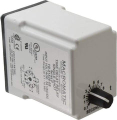 Macromatic - 11 Pin, Multiple Range DPDT Time Delay Relay - 10 Contact Amp, 24 VAC/VDC, Knob - USA Tool & Supply