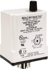 Macromatic - 11 Pin, Multiple Range DPDT Time Delay Relay - 10 Contact Amp, 24 VAC/VDC, Knob - USA Tool & Supply