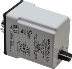 Macromatic - 11 Pin, Multiple Range DPDT Time Delay Relay - 10 Contact Amp, 120 VAC/VDC, Knob - USA Tool & Supply