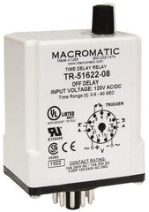 Macromatic - 11 Pin, Multiple Range DPDT Time Delay Relay - 10 Contact Amp, 120 VAC/VDC, Knob - USA Tool & Supply