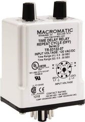 Macromatic - 8 Pin, Multiple Range DPDT Time Delay Relay - 10 Contact Amp, 120 VAC/VDC, Knob - USA Tool & Supply