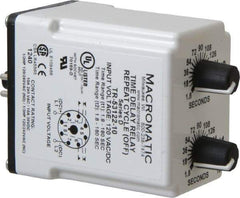 Macromatic - 8 Pin, Multiple Range DPDT Time Delay Relay - 10 Contact Amp, 120 VAC/VDC, Knob - USA Tool & Supply