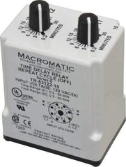 Macromatic - 8 Pin, 30 min Delay, Multiple Range DPDT Time Delay Relay - 10 Contact Amp, 120 VAC/VDC, Knob - USA Tool & Supply