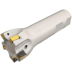 Iscar - 5/8" Cut Diam, 0.315" Max Depth of Cut, 5/8" Shank Diam, 3-1/4" OAL, Indexable Square Shoulder Helical End Mill - H490 ANKX 09.. Inserts, Weldon Shank, 90° Lead Angle, Through Coolant, Series Helido - USA Tool & Supply