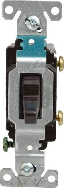 Cooper Wiring Devices - 1 Pole, 120 to 277 VAC, 15 Amp, Commercial Grade, Toggle, Wall and Dimmer Light Switch - 1.3 Inch Wide x 4.2 Inch High, Fluorescent - USA Tool & Supply