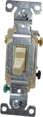 Cooper Wiring Devices - 3 Pole, 120 to 277 VAC, 20 Amp, Commercial Grade, Toggle, Wall and Dimmer Light Switch - 1.3 Inch Wide x 4.2 Inch High, Fluorescent - USA Tool & Supply