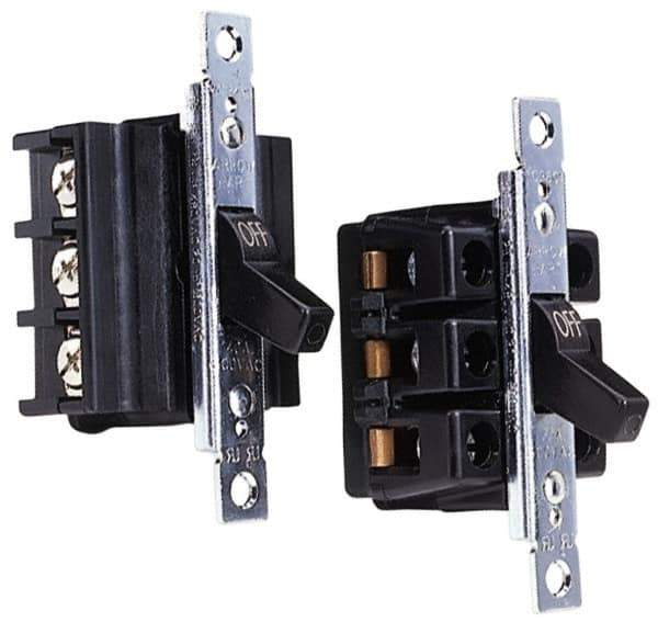 Cooper Wiring Devices - 2 Poles, 40 Amp, DPST, NEMA, Open Toggle Manual Motor Starter - 44.2mm Wide x 42.16mm Deep x 95.25mm High, 15 hp, CSA C22.2 No. 14, NEMA 1 & UL 508 - USA Tool & Supply