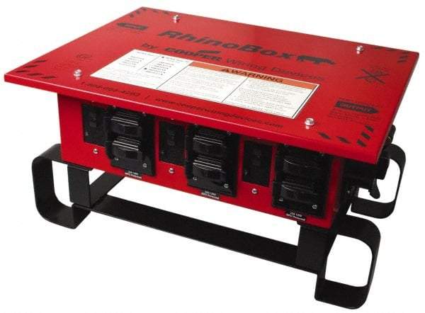 Cooper Wiring Devices - 7 Outlet, 125/240 Volt, 50 Amp Rating, Stand Alone Unit, Automatic, Industrial Distribution Center - Reinforced Metal Housing, 3 Front Outlets, Power Distribution Center with GFCI Protection - USA Tool & Supply