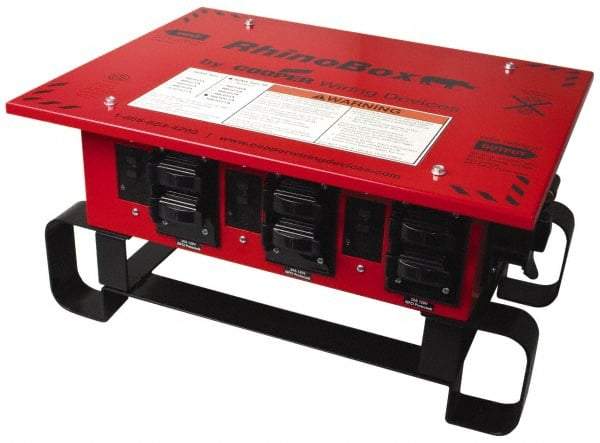 Cooper Wiring Devices - 7 Outlet, 125/240 Volt, 50 Amp Rating, Stand Alone Unit, Automatic, Industrial Distribution Center - Reinforced Metal Housing, 3 Front Outlets, Power Distribution Center with GFCI Protection - USA Tool & Supply