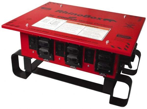 Cooper Wiring Devices - 8 Outlet, 125/240 Volt, 50 Amp Rating, Stand Alone Unit, Automatic, Industrial Distribution Center - Reinforced Metal Housing, 3 Front Outlets, Power Distribution Center with GFCI Protection - USA Tool & Supply
