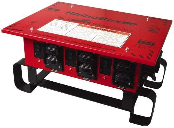 Cooper Wiring Devices - 8 Outlet, 125/240 Volt, 50 Amp Rating, Stand Alone Unit, Automatic, Industrial Distribution Center - Reinforced Metal Housing, 3 Front Outlets, Power Distribution Center with GFCI Protection - USA Tool & Supply