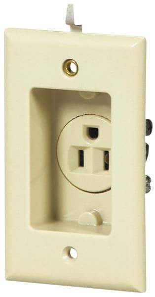 Cooper Wiring Devices - 125 VAC, 15 Amp, 5-15R NEMA Configuration, White, Specification Grade, Self Grounding Single Receptacle - 1 Phase, 2 Poles, 3 Wire, Tamper Resistant - USA Tool & Supply