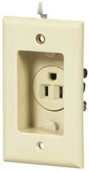 Cooper Wiring Devices - 125 VAC, 15 Amp, 5-15R NEMA Configuration, White, Specification Grade, Self Grounding Single Receptacle - 1 Phase, 2 Poles, 3 Wire, Tamper Resistant - USA Tool & Supply