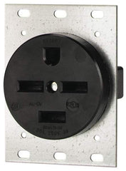Cooper Wiring Devices - 250 VAC, 30 Amp, 15-30R NEMA Configuration, Black, Industrial Grade, Self Grounding Single Receptacle - 1 Phase, 3 Poles, 4 Wire, Flush Mount - USA Tool & Supply