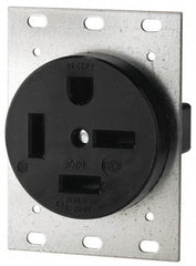 Cooper Wiring Devices - 250 VAC, 50 Amp, 15-50R NEMA Configuration, Black, Industrial Grade, Self Grounding Single Receptacle - 1 Phase, 3 Poles, 4 Wire, Flush Mount - USA Tool & Supply