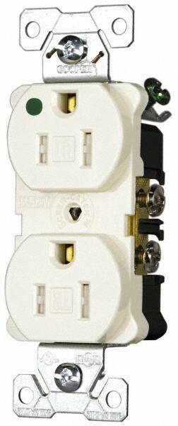 Cooper Wiring Devices - 125 VAC, 15 Amp, 5-15R NEMA Configuration, Brown, Hospital Grade, Self Grounding Duplex Receptacle - 1 Phase, 2 Poles, 3 Wire, Flush Mount, Tamper Resistant - USA Tool & Supply