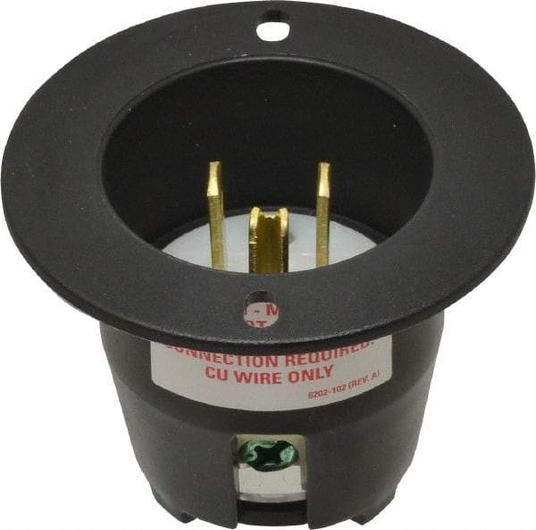 Cooper Wiring Devices - 125 VAC, 15 Amp, 5-20 NEMA, Straight, Self Grounding, Industrial Grade Connector - 2 Pole, 3 Wire, 1 Phase, Nylon, Black - USA Tool & Supply