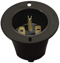 Cooper Wiring Devices - 125 VAC, 20 Amp, 5-20 NEMA, Straight, Self Grounding, Industrial Grade Connector - 2 Pole, 3 Wire, 1 Phase, Nylon, Black, White - USA Tool & Supply