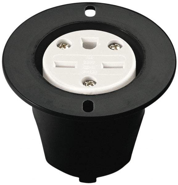 Cooper Wiring Devices - 125 VAC, 20 Amp, 5-20 NEMA, Straight, Self Grounding, Industrial Grade Connector - 2 Pole, 3 Wire, 1 Phase, Nylon, Black - USA Tool & Supply