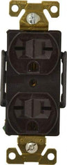 Cooper Wiring Devices - 125 VAC, 15 Amp, 5-15R NEMA Configuration, Brown, Industrial Grade, Self Grounding Duplex Receptacle - 1 Phase, 2 Poles, 3 Wire, Flush Mount, Antimicrobial and Heat Resistant - USA Tool & Supply