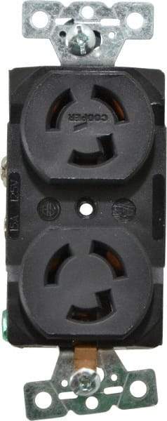 Cooper Wiring Devices - 125 VAC, 15 Amp, L5-15R NEMA, Receptacle - 2 Poles, 3 Wire, Female End, Black - USA Tool & Supply