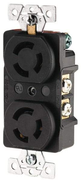 Cooper Wiring Devices - 250 VAC, 15 Amp, L6-15R NEMA, Receptacle - 2 Poles, 3 Wire, Female End, Black - USA Tool & Supply