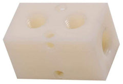 Made in USA - 3/8" Inlet, 1/4" Outlet Manifold - 2.38" Long x 1-1/4" Wide x 1-1/4" High, 0.2" Mount Hole, 2 Inlet Ports, 2 Outlet Ports - USA Tool & Supply