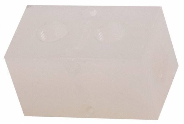 Made in USA - 1/2" Inlet, 3/8" Outlet Manifold - 2-3/4" Long x 1-1/2" Wide x 1-1/2" High, 0.2" Mount Hole, 2 Inlet Ports, 2 Outlet Ports - USA Tool & Supply