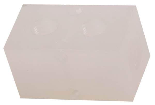 Made in USA - 3/8" Inlet, 1/4" Outlet Manifold - 2.38" Long x 1-1/4" Wide x 1-1/4" High, 0.2" Mount Hole, 2 Inlet Ports, 2 Outlet Ports - USA Tool & Supply