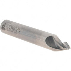 Made in USA - 20° Taper Angle per Side, 1/8" Small End Diam, 1/2" LOC, Solid Carbide 3 Flute Tapered Square End Mill - 3" OAL, 1/2" Shank Diam, Spiral Flute - USA Tool & Supply