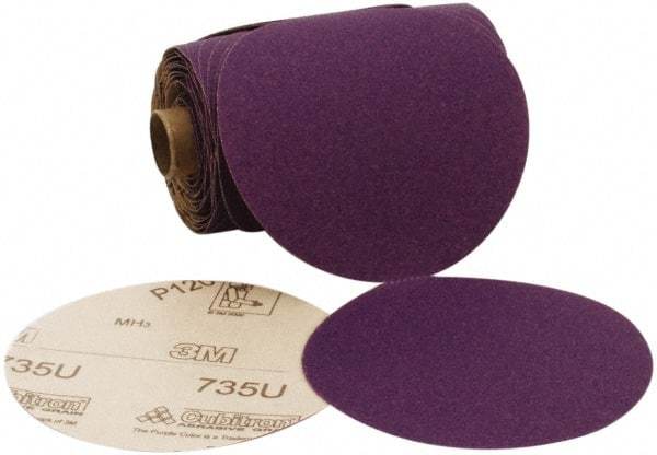 3M - 5" Diam, 180 Grit Ceramic Adhesive PSA Disc - Very Fine Grade, Purple, C Weighted Backing, Flexible, 12,000 Max RPM, Use with Random Orbital Sanders - USA Tool & Supply