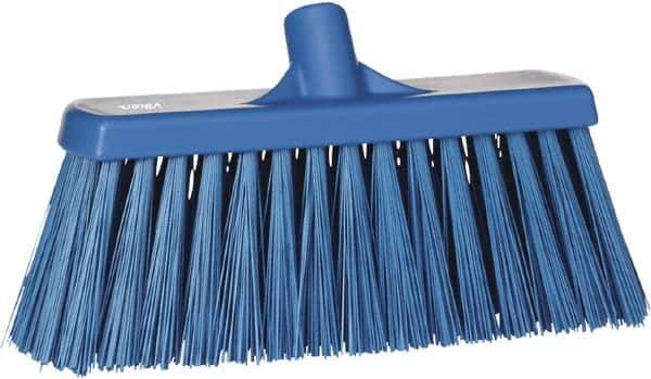 Vikan - 12" Heavy Duty Synthetic Push Broom - 4" Bristle Length, Plastic Block, European Threaded Handle Connection - USA Tool & Supply