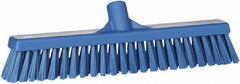 Vikan - 16" Fine Particle Synthetic Push Broom - 2" Bristle Length, Plastic Block, European Threaded Handle Connection - USA Tool & Supply