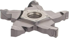 Iscar - 34F40004022PENTA F Grade IC908, 4mm Cutting Width Carbide Grooving Insert - 5mm Max Depth of Cut, Right Hand, 0.4mm Corner Radius, TiAlN Finish - USA Tool & Supply