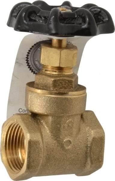 Legend Valve - 3/4" Pipe, Class 200, FNPT x FNPT Brass Solid Wedge Gate Valve - 200 WOG, 1 WSP, Bolted Bonnet, For Use with Potable Water Applications - USA Tool & Supply