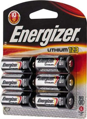 Energizer - Size 123, Lithium, 6 Pack, Photo Battery - 3 Volts, Flat Terminal, CR17345, ANSI, IEC Regulated - USA Tool & Supply