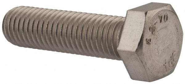 Value Collection - M12x1.75mm Metric Coarse, 45mm Length Under Head Hex Head Cap Screw - Fully Threaded, Grade 18-8 & Austenitic A2 Stainless Steel, Uncoated, 19mm Hex - USA Tool & Supply