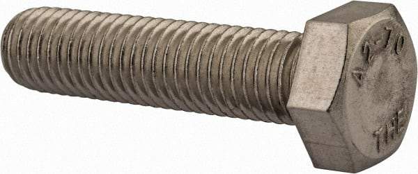Value Collection - M12x1.75mm Metric Coarse, 50mm Length Under Head Hex Head Cap Screw - Fully Threaded, Grade 18-8 & Austenitic A2 Stainless Steel, Uncoated, 19mm Hex - USA Tool & Supply