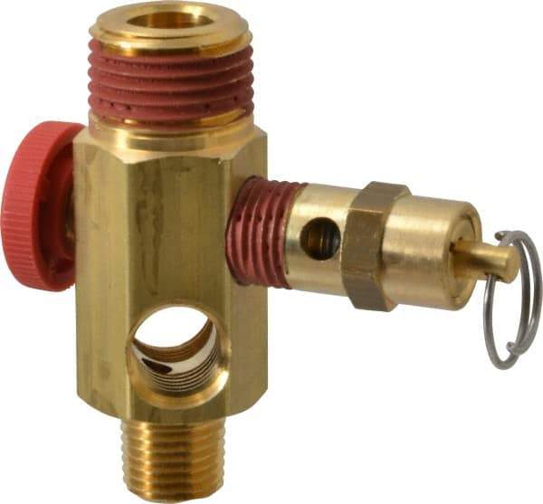 Midwest Control - 1/2" MNPT 150 psi Compressor Tank Manifold - For Use with Portable Air Tank, 1.88" Diam x 2.49" High - USA Tool & Supply