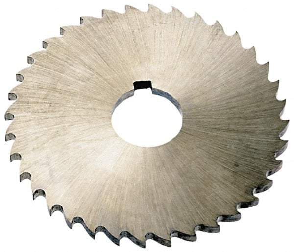 Keo - 5" Diam x 1/8" Blade Thickness x 1" Arbor Hole Diam, 44 Tooth Slitting and Slotting Saw - Arbor Connection, Right Hand, Uncoated, High Speed Steel, Concave Ground, Contains Keyway - USA Tool & Supply