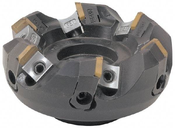Tungaloy - 3.937" Cut Diam, 1-1/2" Arbor Hole, 0.236" Max Depth of Cut, 45° Indexable Chamfer & Angle Face Mill - 5 Inserts, SE.. Insert, Right Hand Cut, Series TGE - USA Tool & Supply