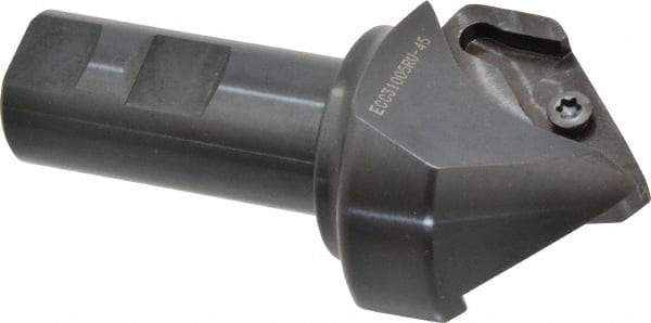 Tungaloy - 45° Lead Angle, 2.205" Max Cut Diam, 1.846" Min Cut Diam, 0.827" Max Depth of Cut, Indexable Chamfer and Angle End Mill - XCET Insert Style, 4-1/4" Overall Length, Straight Shank, 90° Included Angle - USA Tool & Supply