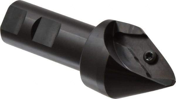 Tungaloy - 30° Lead Angle, 1.575" Max Cut Diam, 1.338" Min Cut Diam, 1" Max Depth of Cut, Indexable Chamfer and Angle End Mill - 1 Insert, XCET Insert Style, 5.119" Overall Length, Straight Shank, 30° Included Angle - USA Tool & Supply