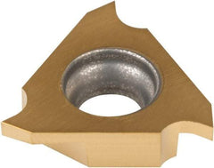 Tungaloy - 3125JTGR F Grade J740, 1.25mm Cutting Width Carbide Grooving Insert - 2.1mm Max Depth of Cut, Right Hand, 0.05mm Corner Radius, TiN Finish - USA Tool & Supply