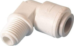 Parker - 3/8" Outside Diam, 1/4 NPTF, Polypropylene Push-to-Connect Tube Male Elbow - 150 Max psi, Tan - USA Tool & Supply
