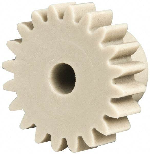 Made in USA - 24 Pitch, 0.833" Pitch Diam, 0.917" OD, 20 Tooth Spur Gear - 1/4" Face Width, 3/16" Bore Diam, 35/64" Hub Diam, 20° Pressure Angle, Acetal - USA Tool & Supply