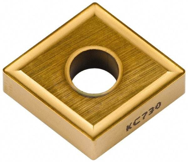 Kennametal - CNMG431 Grade KC730 Carbide Turning Insert - TiN Finish, 80° Diamond, 1/2" Inscr Circle, 3/16" Thick, 1/64" Corner Radius - USA Tool & Supply