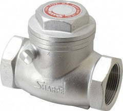 Sharpe Valves - 1-1/2" Stainless Steel Check Valve - FNPT x FNPT, 200 WOG - USA Tool & Supply