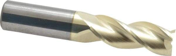 Accupro - 5/8", 1-5/8" LOC, 5/8" Shank Diam, 3-1/2" OAL, 3 Flute, Solid Carbide Square End Mill - Single End, ZrN Finish, Spiral Flute, 37° Helix, Centercutting, Right Hand Cut, Right Hand Flute - USA Tool & Supply